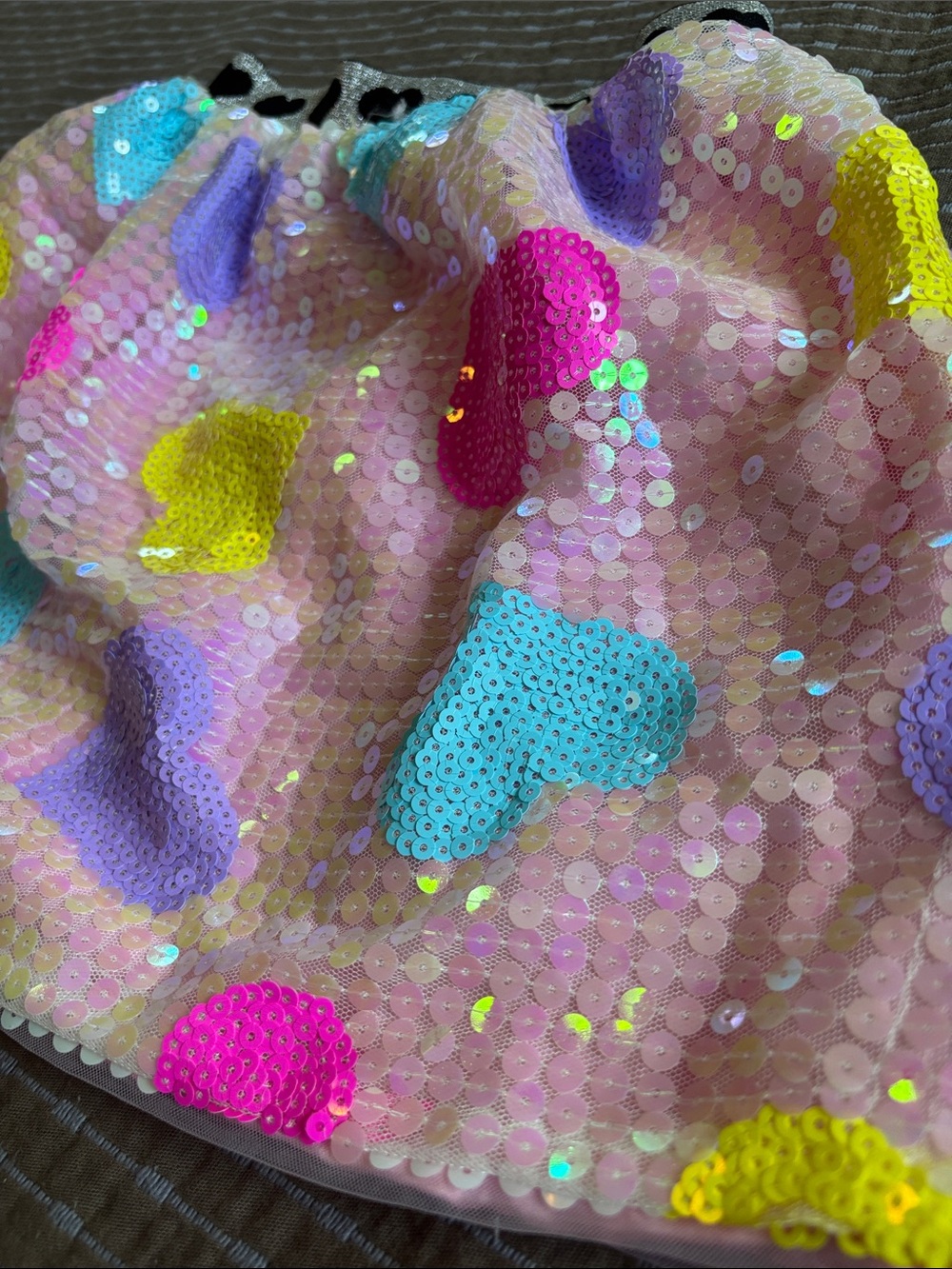 Lola + The Boys Size 6 Candy Hearts Sequin Skirt Pink Iridescent Elastic Waist - Picture 6 of 6